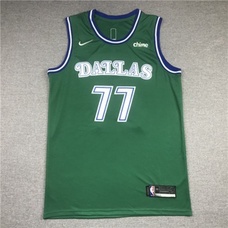 ขายดี เสื้อกีฬา NBA Dallas Mavericks No. เสื้อกีฬาบาสเก็ตบอล ลายทีม 77 DONCIC สีเขียว สไตล์เรโทร 2021 941746