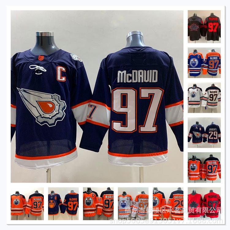 NHL Hockey Jersey Oilersey McDavid97Draisaitl29 Home Hockey Jersey Oilers Hockey Jersey
