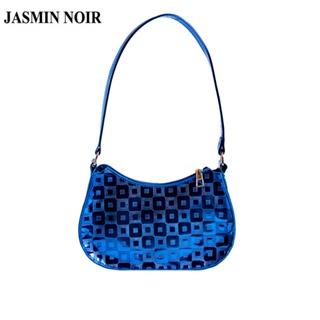 Jasmin NOIR สิทธิบัตร หนัง เรขาคณิต กระเป๋าสะพายไหล่ กระเป๋าถือ กระเป๋าโฮบอส กระเป๋าสะพายข้าง