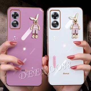 เคสโทรศัพท์มือถือนิ่ม ปิดด้านหลัง ลายกระต่ายน่ารัก 3D วิบวับ สําหรับ OPPO A58 A78 4G A58