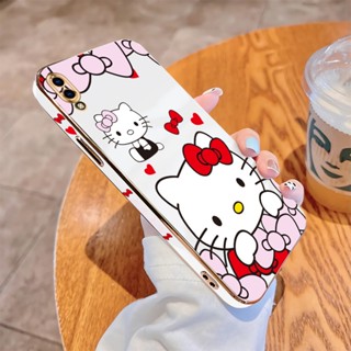 เคสโทรศัพท์มือถือ แบบนิ่ม ลายการ์ตูนคิตตี้ ขอบสี่เหลี่ยม หรูหรา สําหรับ Vivo Y65 Y66 Y67 Y81 Y81i Y85 Y91 Y91C Y93 Y95