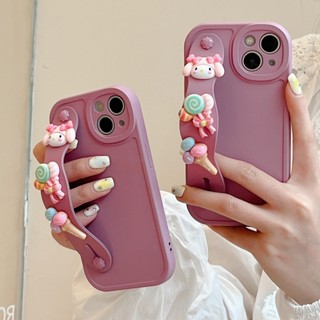 เคสโทรศัพท์มือถือ กันกระแทก ลายการ์ตูน สีชมพู พร้อมสายคล้องข้อมือ DIY สําหรับ IPhone Case 14 11 13 12 Pro Max XS XR XS Max 7 8 Plus