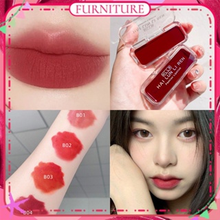 ♕Hllr Lip Cheek Dual-Use Lip Glaze Matte Velvet High Color Rendering Lip Mud Smooth Long Lasting Non-Stick Cup Lip Makeup 4สีเฟอร์นิเจอร์