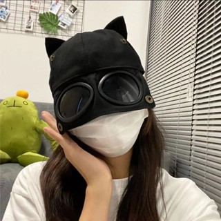 หมวกเบสบอล กันแดด แต่งหูแมวน่ารัก แฟชั่นฤดูร้อน สไตล์สตรีท สําหรับผู้หญิง