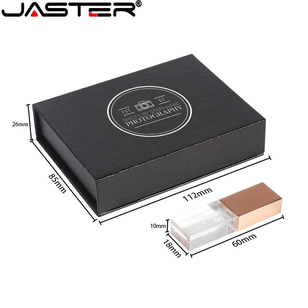 Jaster (โลโก้ที่กําหนดเองฟรี 1 ชิ้น) แฟลชไดรฟ์ USB 2.0 64GB คริสตัล + ไดรฟ์ปากกา สีดํา 32GB แฟลชไดรฟ์สตูดิโอถ่ายภาพ 16GB 3D เลเซอร์เพนไดรฟ์ 8GB หน่วยความจําการพิมพ์สี 4GB