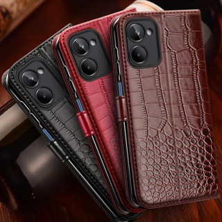 เคสโทรศัพท์มือถือหนัง PU แบบฝาพับ ลายหนังจระเข้ สําหรับ Realme 10 Pro+ Plus 9 Pro 9i 8 8i 7 7i Pro 5G 4G