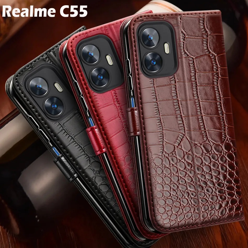 เคสมือถือ แบบหนัง ฝาพับ พร้อมช่องใส่บัตร สําหรับ Realme C55 Realme C55 Realme C55 Realme C55 6.72 นิ