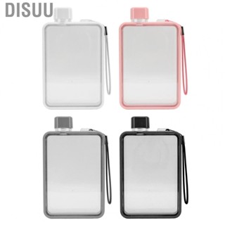 Disuu 380ml Portable Flat Water Bottle Plastic Leakage Proof Transparent Paper Pad Water Bottle Flat  Kettle Drink Bottle