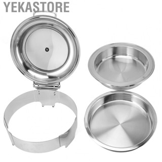 Yekastore Stainless Steel Round Buffet Chafer  Tray Keeps  Warm Water Tray Rustproof  Grade Round Chafing Dishes for Weddings