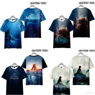 เสื้อยืดแขนสั้นลําลอง พิมพ์ลายอนิเมะ The Little Mermaid 3 มิติ พลัสไซซ์ สําหรับผู้หญิง และผู้ชาย