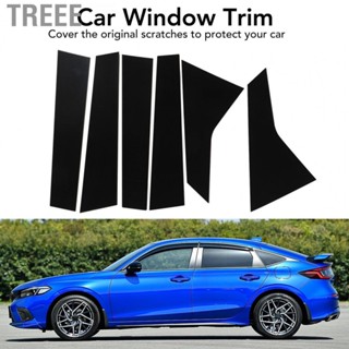 Treee Car Window Trim   Aging 6PCS Car Window Strip  Bright Black  for Civic