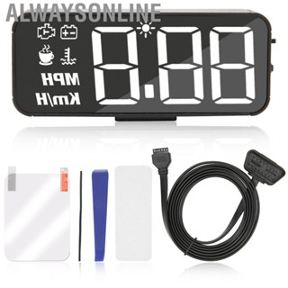 Alwaysonline Car HUD Gauge Windshield Screen Display Speedometer  Overspeed Alarm For OBD2