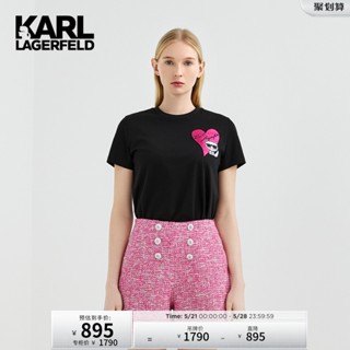 เสื้อยืดแขนสั้นลําลอง พิมพ์ลายโลโก้ Karl ขนาดใหญ่ แฟชั่นสําหรับผู้ชาย และผู้หญิง ไซซ์ XS - 3XL