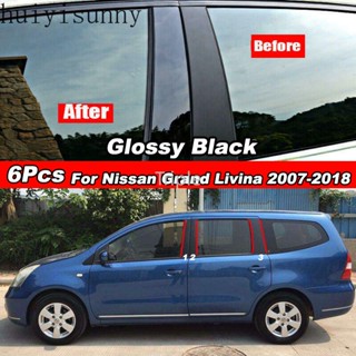 Hys สติกเกอร์ฟิล์ม สีดํามันวาว 6 ชิ้น สําหรับ Nissan Grand Livina 2007-2018 Geniss