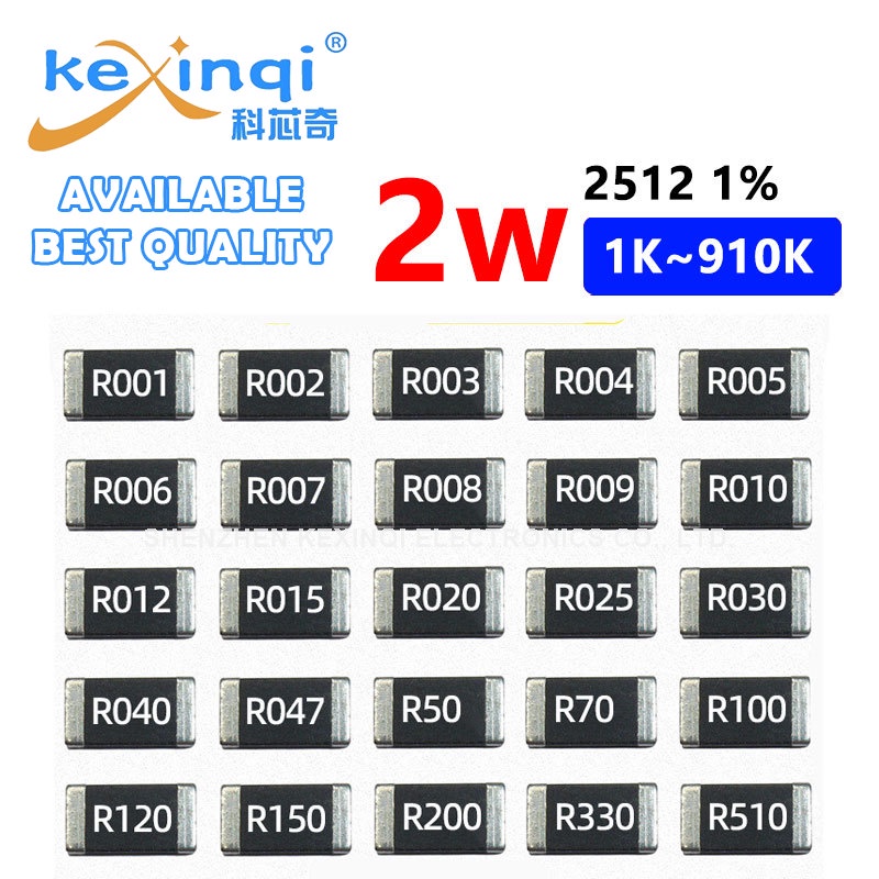 ตัวต้านทาน SMD 2512 1% 2W 0R โอห์ม 2.7K 70K 3K 30K 300K 5.6K 56K 5.1K 51K 510K 4.3K 43K 430K 4.7K 47K 470K 390K 3.6K 36K 360K 3.9K 39K 9.1K 91K 910K 3.3K 33K 330K 50 ชิ้น ต่อล็อต