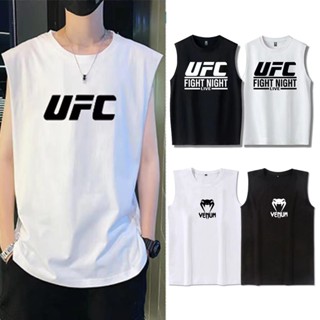 เสื้อยืดแขนสั้นลําลอง คอกลม ผ้าฝ้าย ทรงหลวม พิมพ์ลายมวยไทย Venum MMA UFC แบบเรียบง่าย สําหรับผู้ชาย