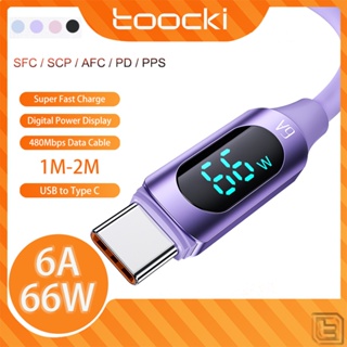 Toocki สายชาร์จ Usb 2.0 66W 6A พร้อมจอแสดงผลดิจิทัล LED สําหรับ Huawei OPPO