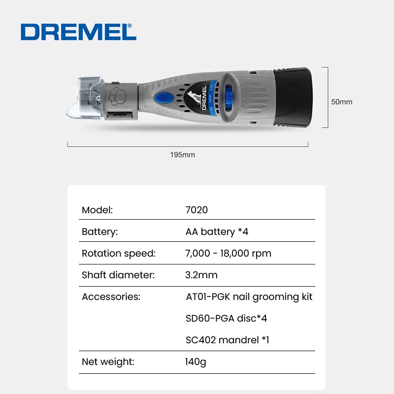 Dremel 7020 ชุดกรรไกรตัดเล็บไฟฟ้าไร้สาย 2 เกียร์ ชาร์จได้ สําหรับสัตว์เลี้ยง สุนัข - รูปที่ 3