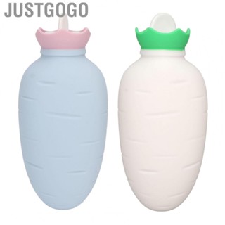 Justgogo 330ML Carrot Shaped Hot Water Bottle Neck bODY  Soreness Relief Cute Silicone Hot Water Bag for Menstrual Cramps