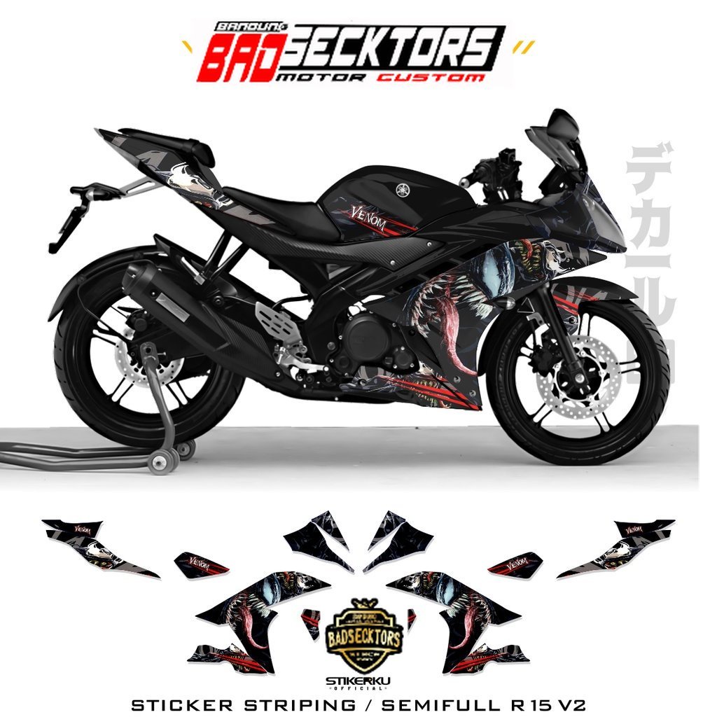 STRIPING R15 V2 SEMIFULL / R15 V2 MOTIF 2 VENOM / SEMIFULL R15 V2 / STOCK DECALS R15 V2 / สติ๊กเกอร์