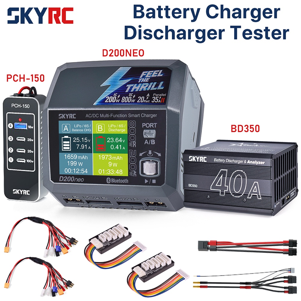 Skyrc D200neo เครื่องวิเคราะห์การชาร์จแบตเตอรี่ BD350 AC DC สําหรับที่ชาร์จแบตเตอรี่ LiPo RC 1-6S Ni