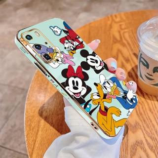 สําหรับ Huawei P20 P30 P40 Pro P20 P30 Lite Nova4E Nova3E นิ่ม ขอบสี่เหลี่ยม ลายมิกกี้ พันธมิตร หรูหรา เคสโทรศัพท์ นิ่ม