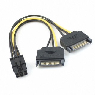 Xiwai สายเคเบิลพาวเวอร์การ์ดจอ SATA 15 Pin ตัวผู้ M เป็น PCI-e ตัวเมีย 6 Pin 15 ซม.