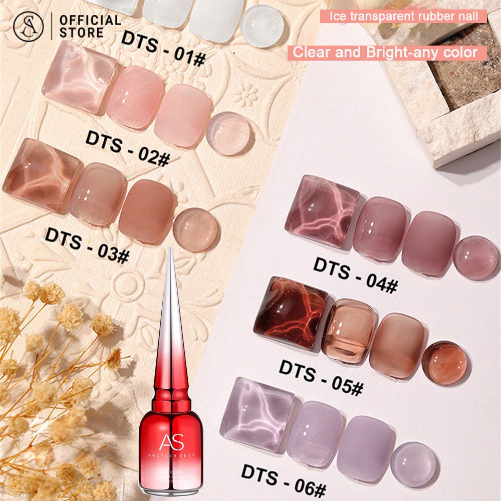 สีทาเล็บเจล AS รุ่นโปร่งแสง 15ml ขวดแดง รหัส DTS 18เฉดสี สีเจลโปร่งแสง