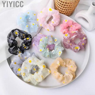 Yiyicc Hair Scrunchies Elastic Soft Gauze Daisy Pattern Large Intestine Hair Bands Hair Accessories