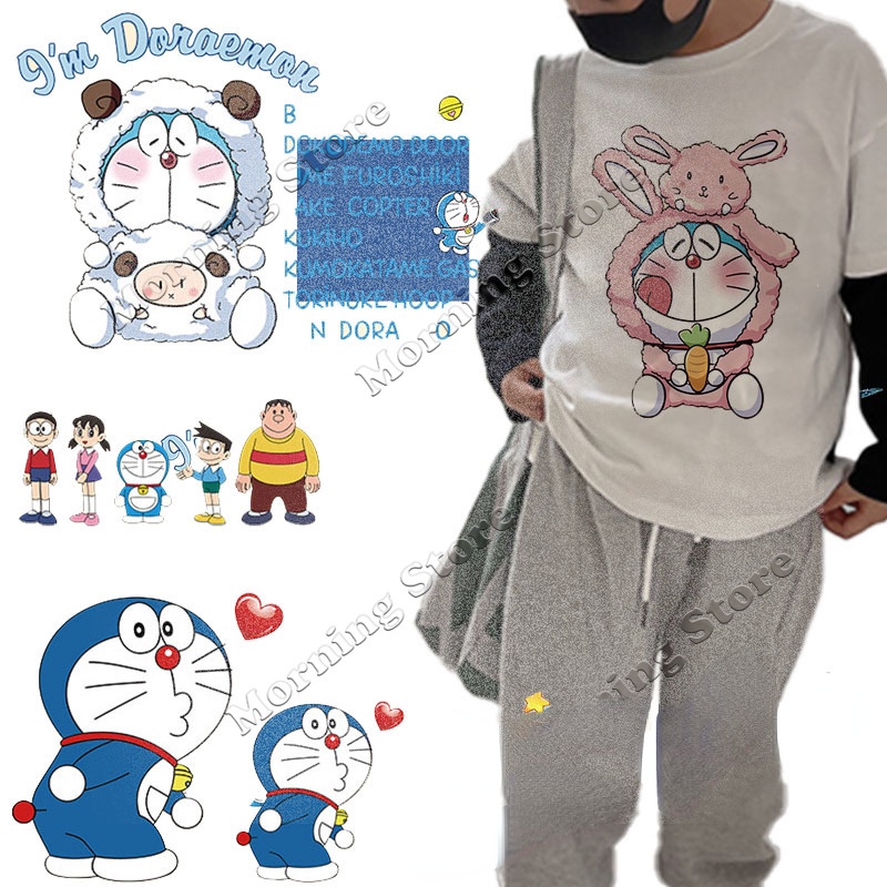 โดราเอมอนเสื้อผ้าปั๊มร้อนแพทช์เสื้อผ้าเด็กร้อนโอนพิมพ์สติกเกอร์สติกเกอร์ ทําเอง ของขวัญวันเกิดสําหรับเพื่อน