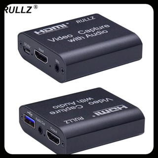 Rullz การ์ดจับภาพวิดีโอ 4K 1080P HDMI เป็น USB 2.0 3.0 พร้อมไมโครโฟน และกล่องบันทึกเกม PC