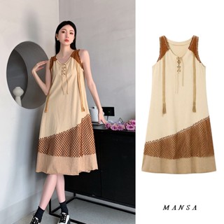 MANSA vintage sleeveless vest dress เดรสแขนกุด เดรสยาว