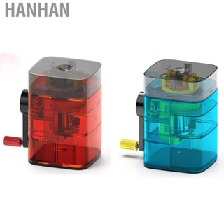 Hanhan Manual Pencil Sharpener Automatic Pen  Hand Cranking Clear Structure Plastic Metal Portable Pencil Sharpener