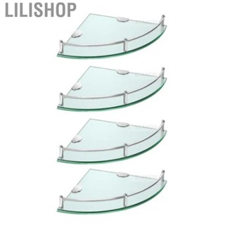 Lilishop Glass Corner Shelf  Wall Mounted Durable  Scratch Corner Shower Storage Organizer 4pcs  for Home
