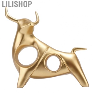 Lilishop Golden Bull Sculpture  FengShui Bull Statue Resin Prevent Fading Beautiful Symbolism  for Home Desktop