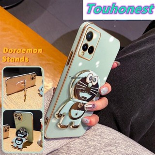 เคส Vivo Y21 เคส Vivo Y33S เคส Vivo Y21T Casing Vivo Y21A Case Vivo Y21S Y33T Case Vivo Y32 Y21E Case Cartoon Jingle Cat Cute Anime Doraemon Folding Stand Phone Holder Cover Cassing Cases Case TD โทรศัพท์มือถือ ลายการ์ตูนโดราเอมอนน่ารัก