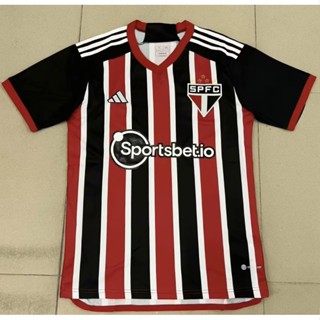 เสื้อกีฬาแขนสั้น ลายทีมชาติฟุตบอล Sao Paulo สีแดง 2023-24