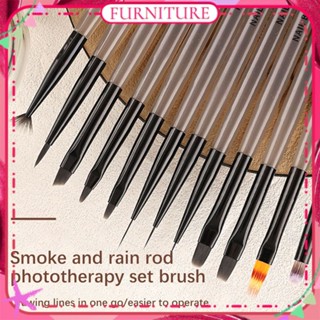 ♕ Nail Art Functional Brush Set Ice Black Acrylic Japanese Colored Drawing Round Head Flat Head Pulling Line Phototherapy Brush Manicure Tool For Nail Shop FURNITURE