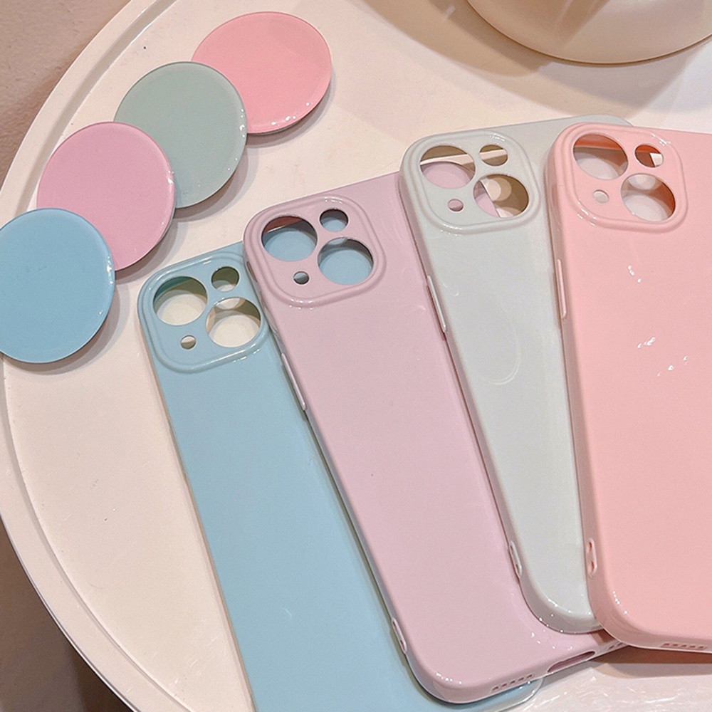Simple Macaron สีรอบโทรศัพท์ Grips เคสโทรศัพท์สําหรับ IPhone 11 16 15 14 12 13 Pro Max 16 PLUS Glossy Dirt ทนนุ่มโทรศัพท์ปกหลัง ราคา ถูกที่สุด ดีลบีเคเค แกลเลอรีภาพที่ 5