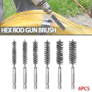 6PCS Wire Brush Drill Bore Cleaning Brush Set Stainless Steel Wire Twisted Brush