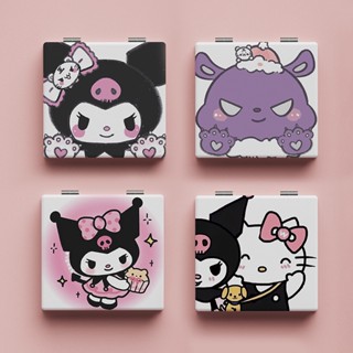 Sanrio กระจกแต่งหน้า Kuromi Hello Kitty กระจกพกพา ขนาดเล็ก กระจกพับ แบบพกพา รูปแบบสองด้าน ผู้หญิง Gif