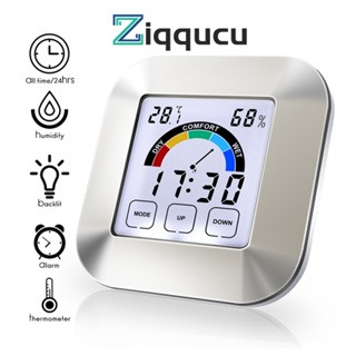 Ziqqucu เครื่องวัดอุณหภูมิความชื้นดิจิทัล แบบไร้สาย พร้อมหน้าจอสัมผัส LCD มีไฟแบ็คไลท์