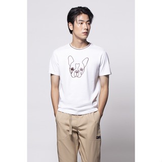 ESP เสื้อทีเชิ้ตลายเฟรนช์ชี่ ผู้ชาย สีขาว | Frenchie Tee Shirt | 3775