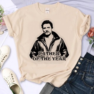 เสื้อยืด พิมพ์ลายการ์ตูน Pedro Pascal แนวสตรีท เหมาะกับฤดูร้อน สไตล์ญี่ปุ่น สําหรับผู้หญิง