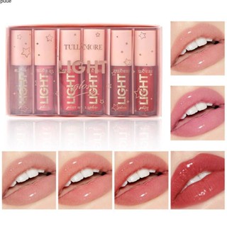 6 ชิ้น Tulla More Candy Water Mirror Lip Glaze Moisturizing Set puueqg