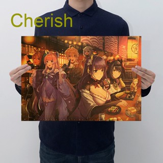 Cherish โปสเตอร์ ลายการ์ตูนอนิเมะ Genshin Impact สไตล์คลาสสิก เรโทร สําหรับตกแต่งผนังห้อง