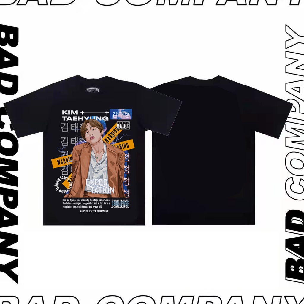 Badass girl เสื้อยืดสกรีนลาย Kim TAEHYUNG V BTS เสื้อยืดโดย CUSTOM.IN เวอร์ชั่นการ์ตูนวาดด้วยมือ sale เสื้อยืดชายเท่