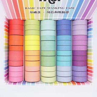 เทปกระดาษสีรุ้ง 20 สี 20 สี กล่อง สด และน่ารัก DIY เทปสติกเกอร์ตกแต่ง เทป Ledger มือ 5 เมตร