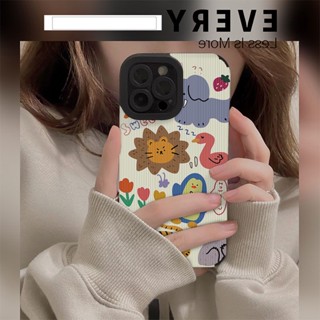 เคสโทรศัพท์มือถือนิ่ม กันหล่น ลายการ์ตูนสวนสัตว์ แนวตั้ง สําหรับ iPhone apple 14 11 12 13 promax 11pro 6G7 8 14pro 14promax xs xr xsmax