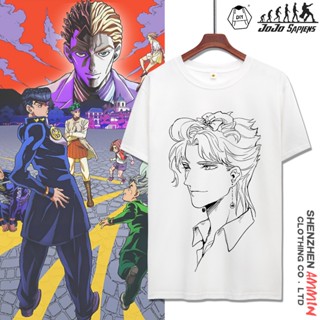 พิมพ์ลาย JoJos Bizarre Adventure อนิเมะเสื้อขาวเสื้อยืด แฟชั่นผ้าฝ้ายแท้Unisex